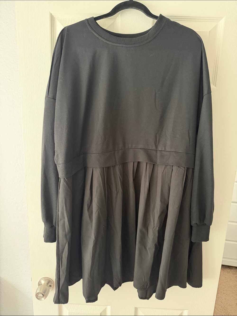 Girls Black Tiered Long-Sleeve Dress